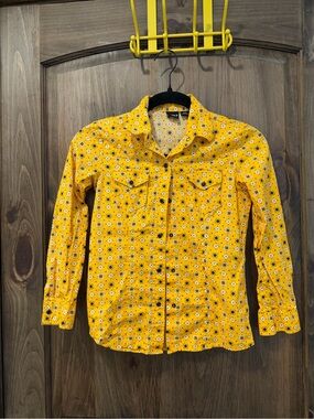 Cruel Girl Yellow and Green Patterned Western Shirt